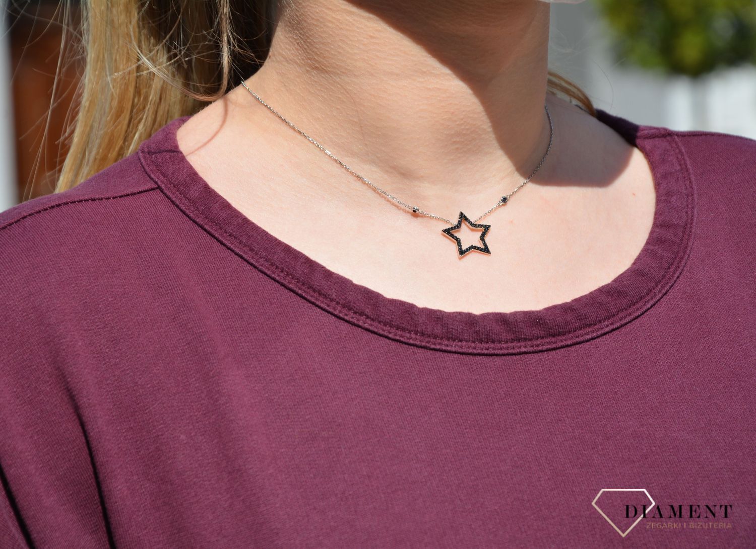 Celebrytka srebrna gwiazdka z czarną cyrkonią Dall'Acqua N YB 251 070..jpg